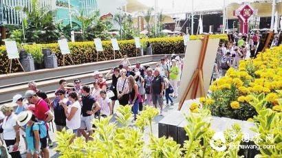 外国人在排队等待参观中国馆